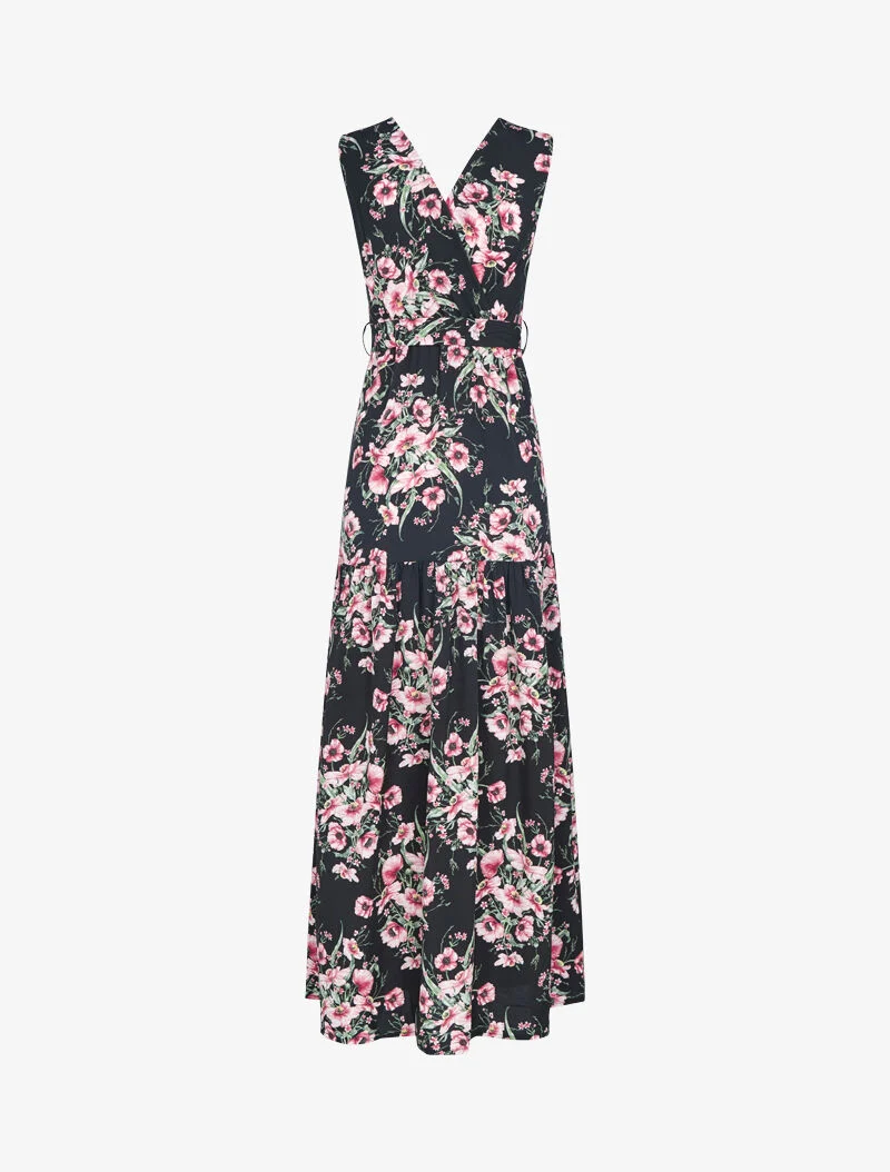 Kleid mit Blumenmuster - schwarz