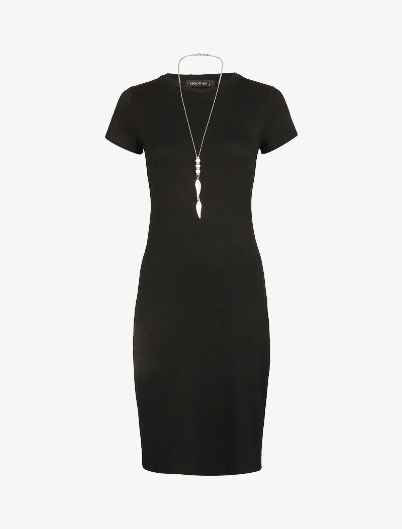 Figurbetontes T-Shirt-Kleid - schwarz