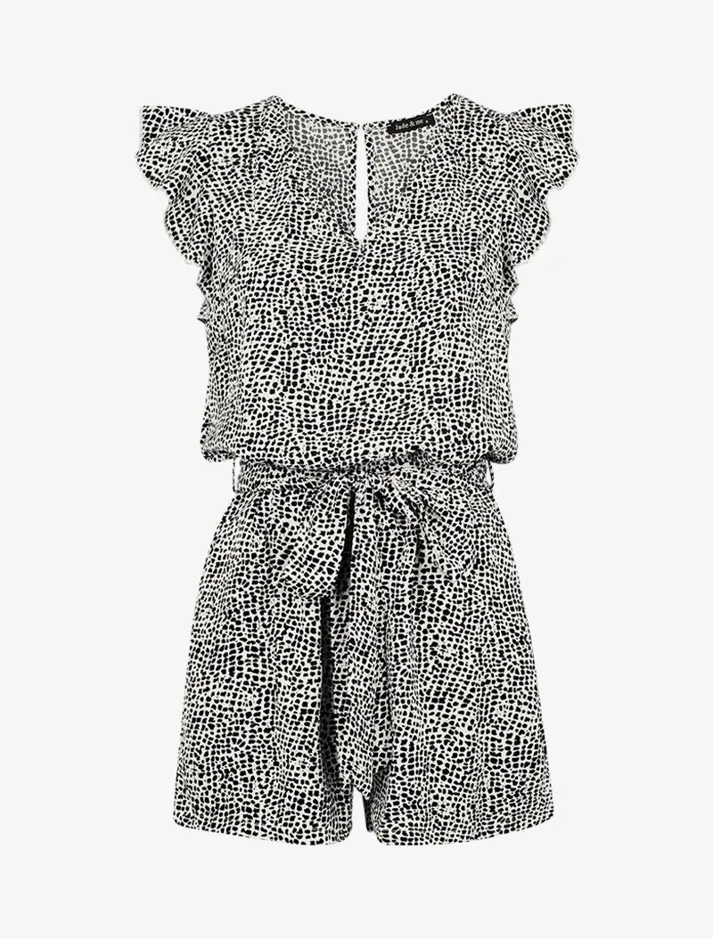 Gepunkteter Jumpsuit - schwarz