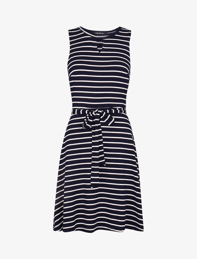 Matrosenkleid mit Schlüsselloch-Detail - Marine