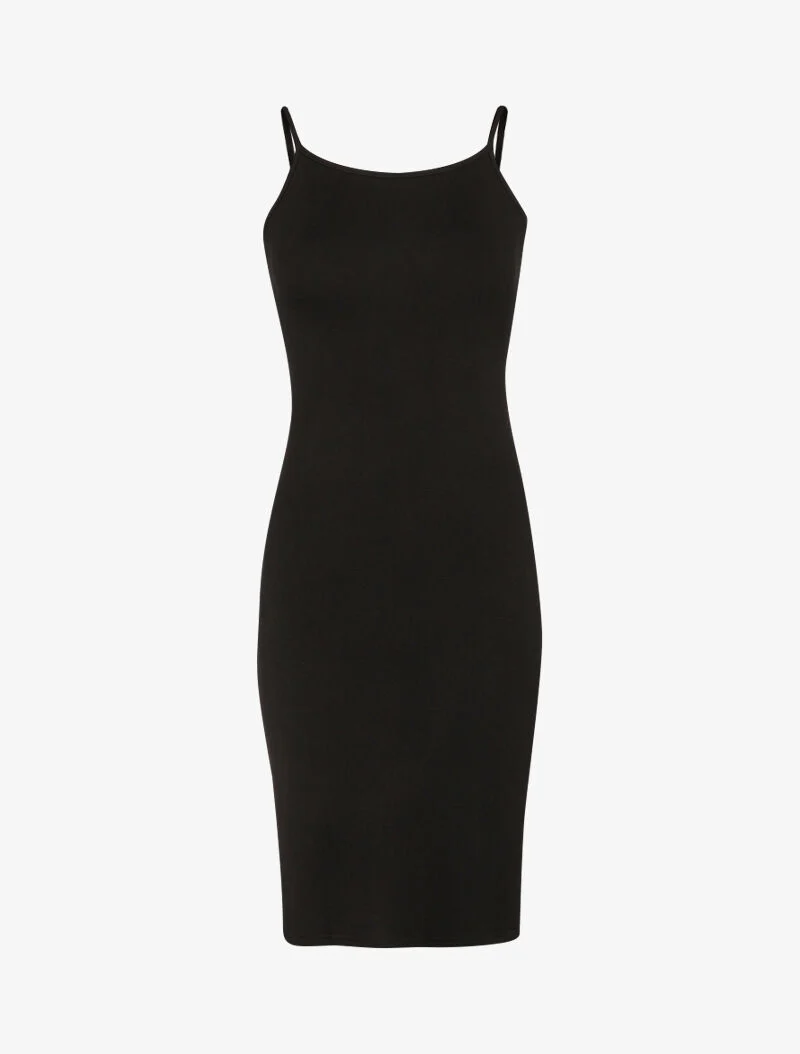 Einfarbiges Basic-Kleid - schwarz