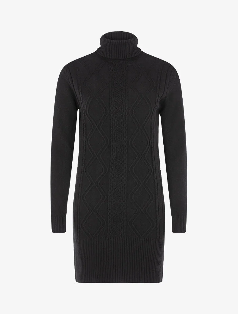 Strickkleid mit strukturierten grafischen Formen - schwarz