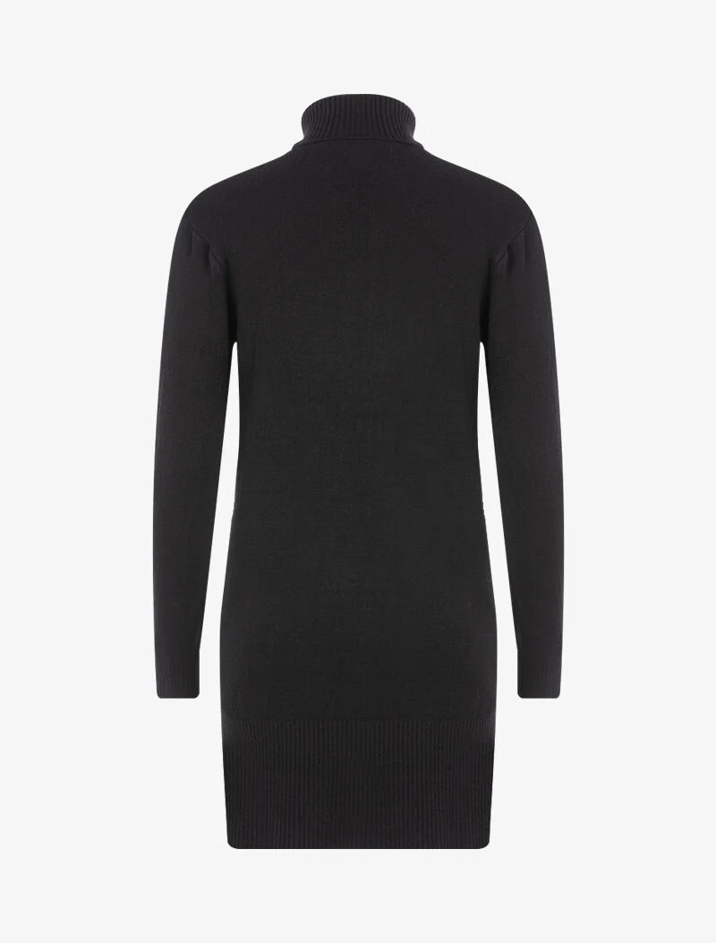 Strickkleid mit strukturierten grafischen Formen - schwarz