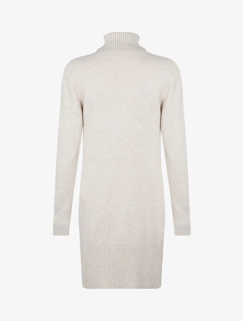 Strickkleid mit geflochtenem Mittelstreifen - beige