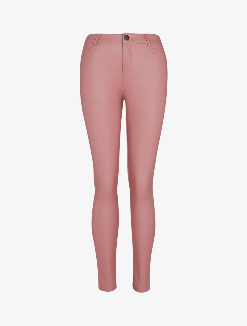 Casual-Hose aus Kunstleder - Rose