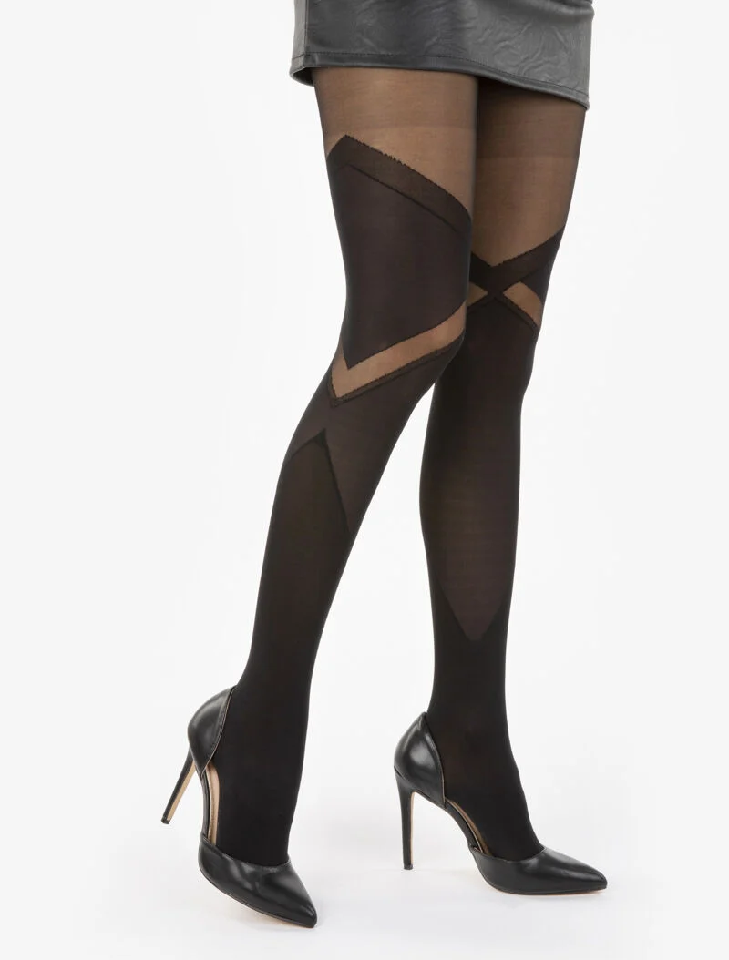 Strumpfhose mit grafischen Einsätzen - schwarz