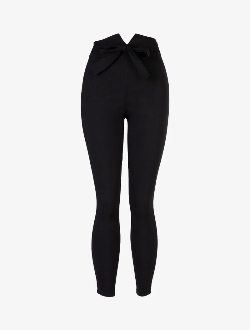 Hose mit Empire-Taille und Schlitz - schwarz