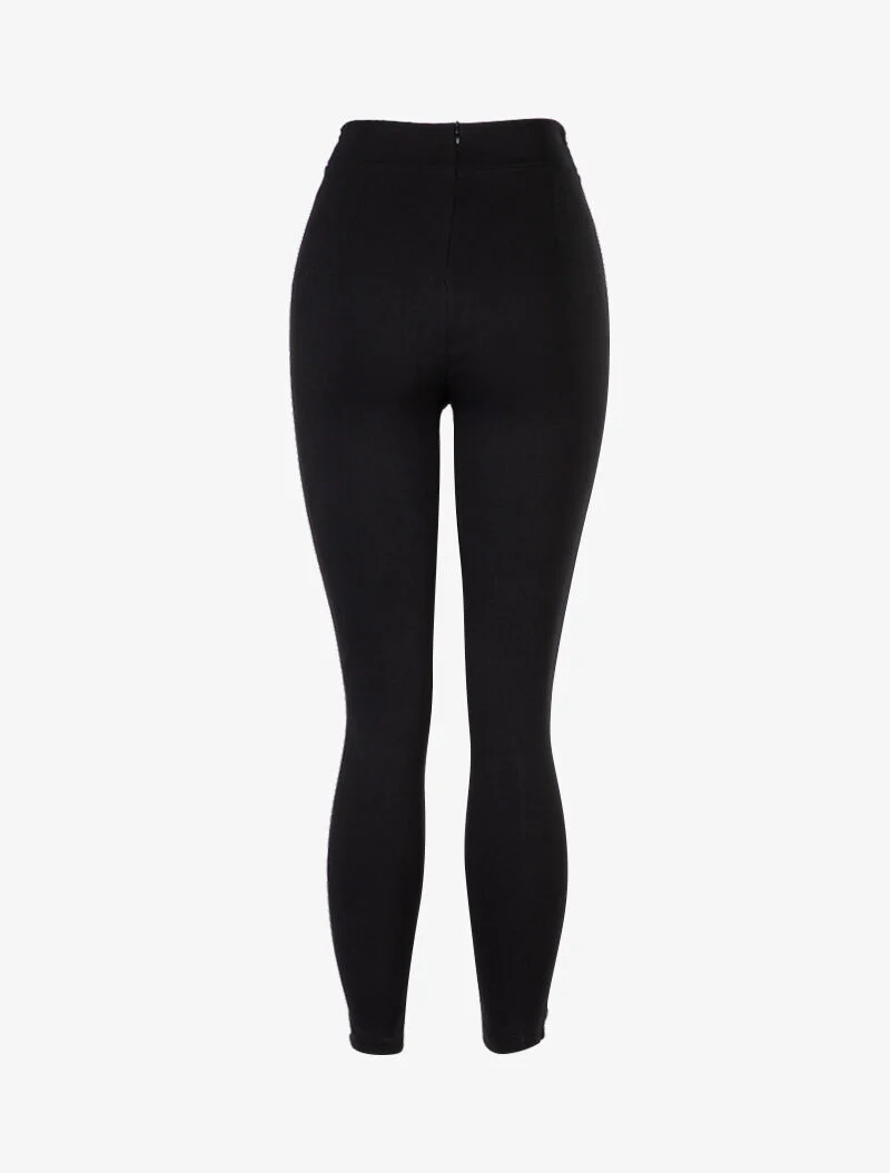 Hose mit Empire-Taille und Schlitz - schwarz