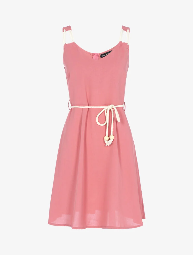Kleid mit Trägern im Kordelstil - Rose