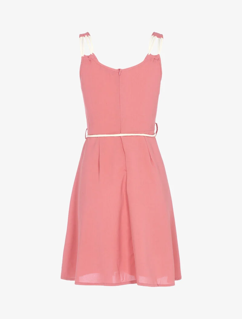 Kleid mit Trägern im Kordelstil - Rose