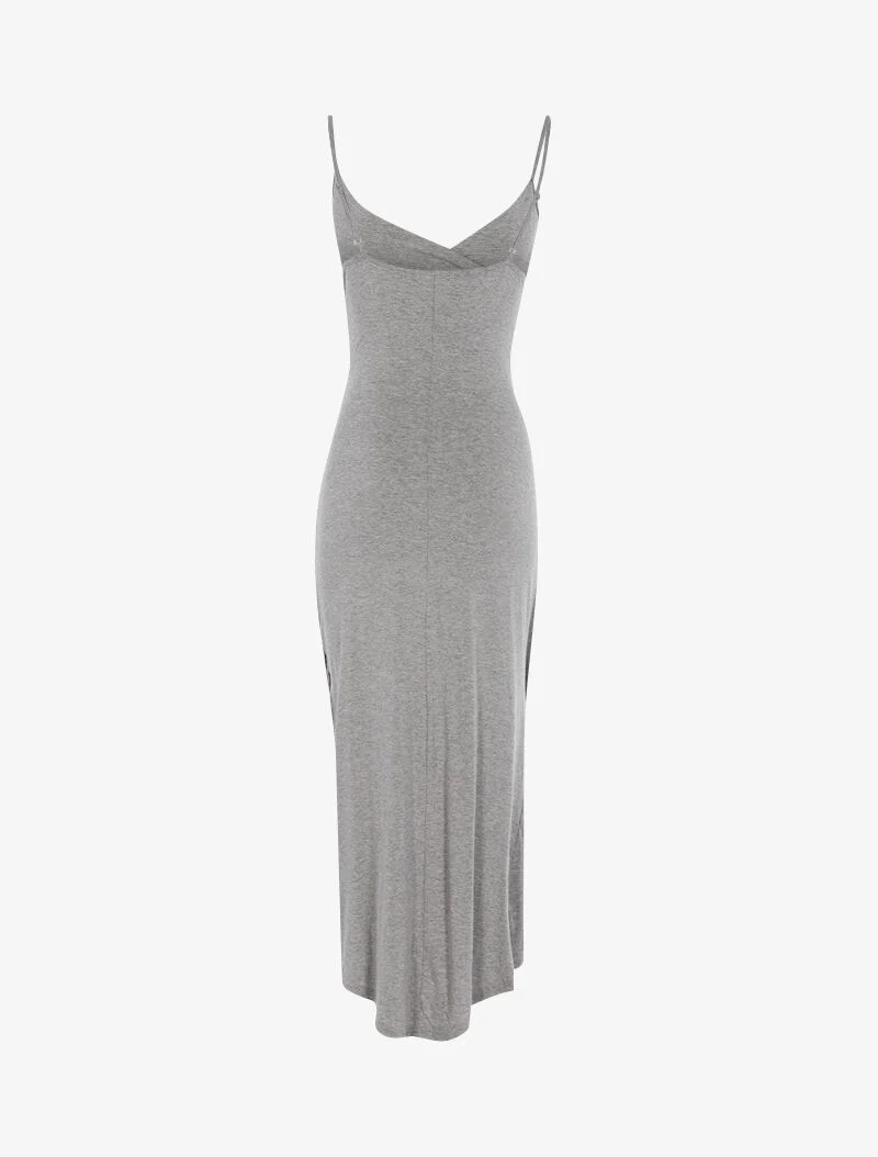 Fließendes Kleid mit asymmetrischem Saum - Hellgrau