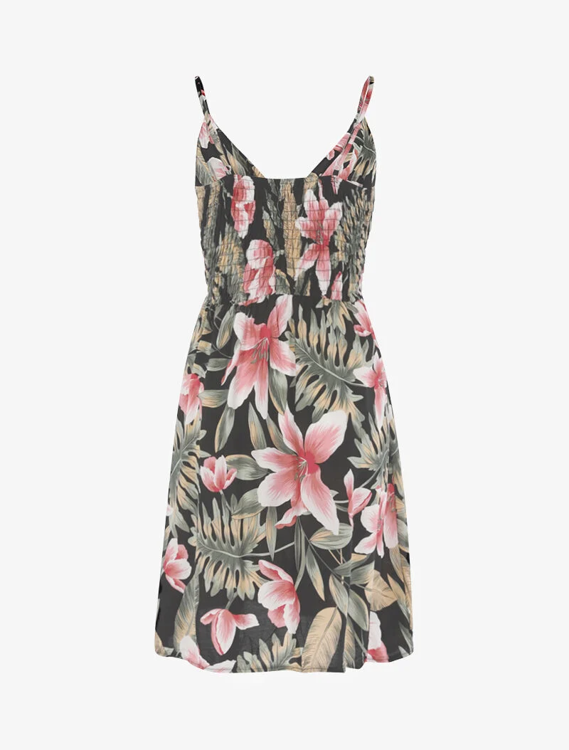 Leichtes Kleid mit Blumenmuster - schwarz