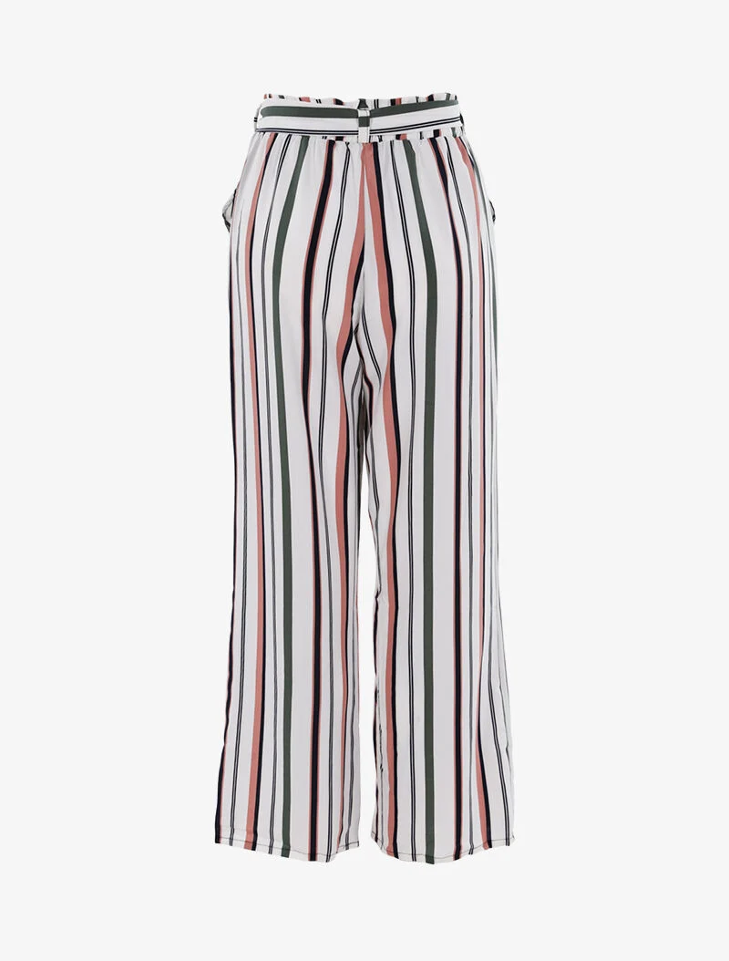 Fließende gestreifte Hose - weiß