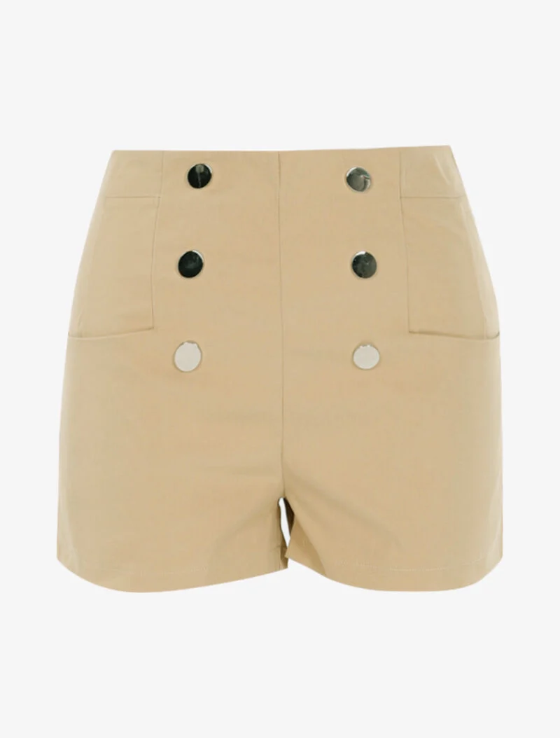 Mini-Shorts mit dekorativen Knöpfen - beige