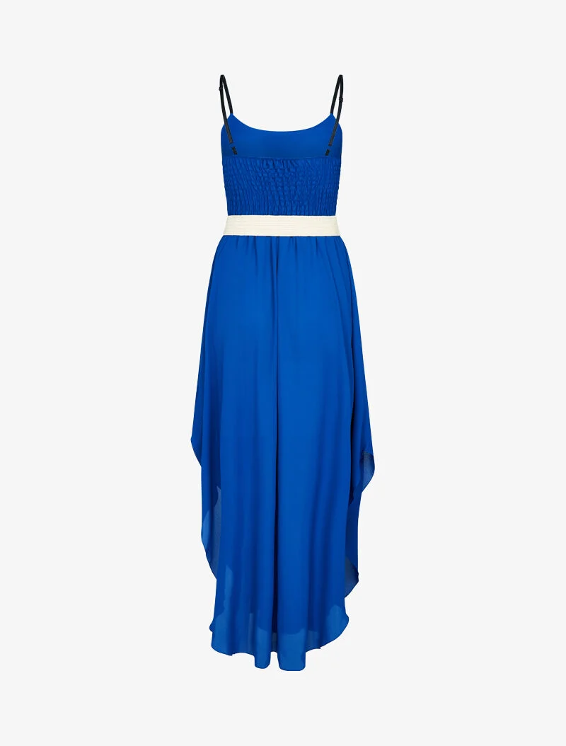 Chiffon-Effekt-Kleid mit abgerundetem, ausgeschnittenem Saum - blau