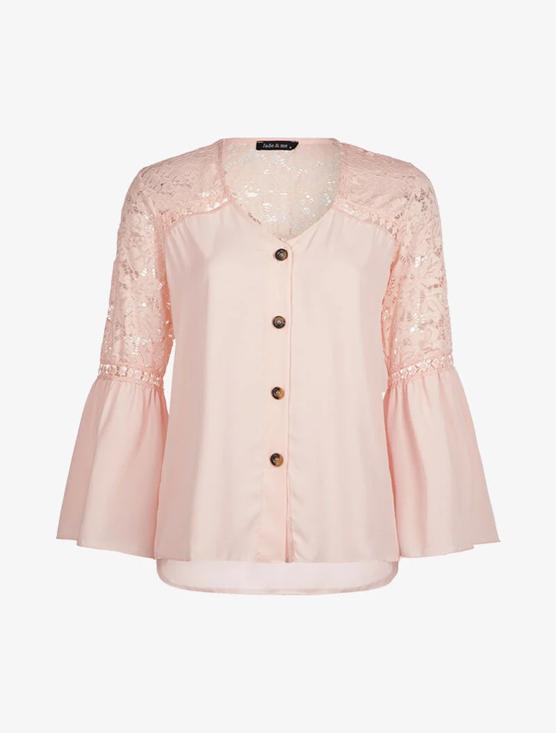 Bluse mit Spitzendetails - Rose