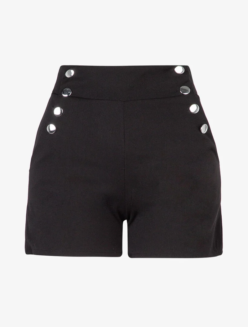 Taillenhose mit Knopfseiten - schwarz