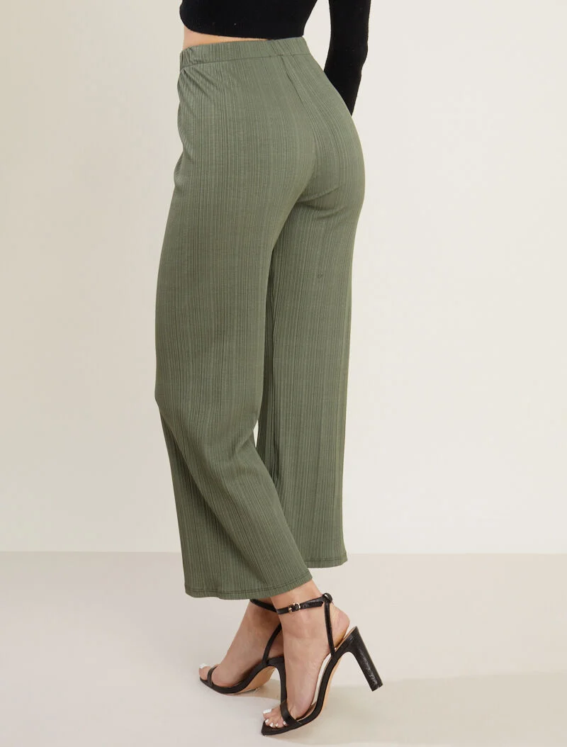 Gerippte fließende Hose - Kaki