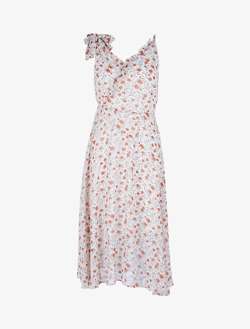 Langes Kleid mit ungleichen Trägern - Ecru - Ecru