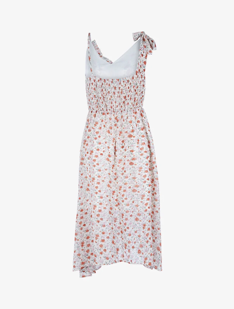 Langes Kleid mit ungleichen Trägern - Ecru - Ecru