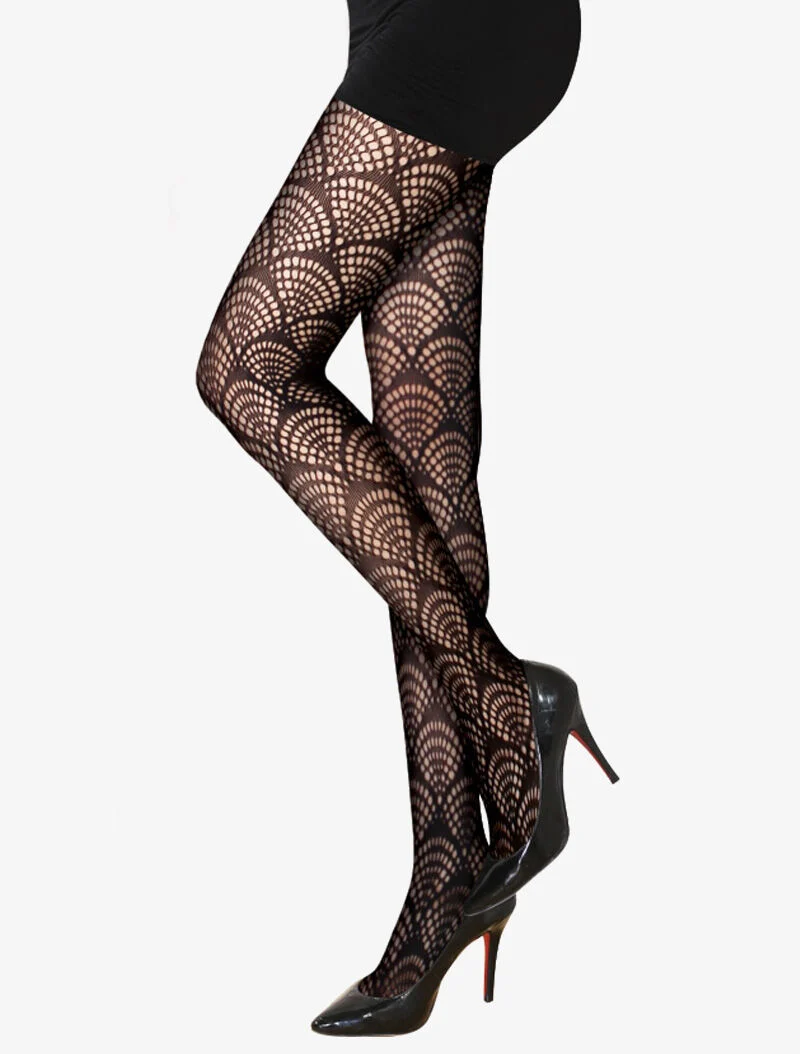 Strumpfhosen mit stilisierten Fächerdetails. - schwarz