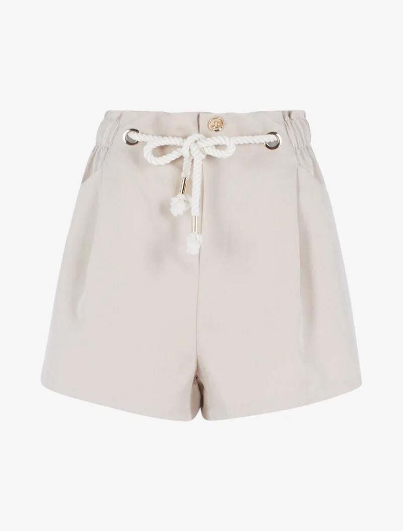 Uni-Shorts mit dekorativem Kordelzug - beige