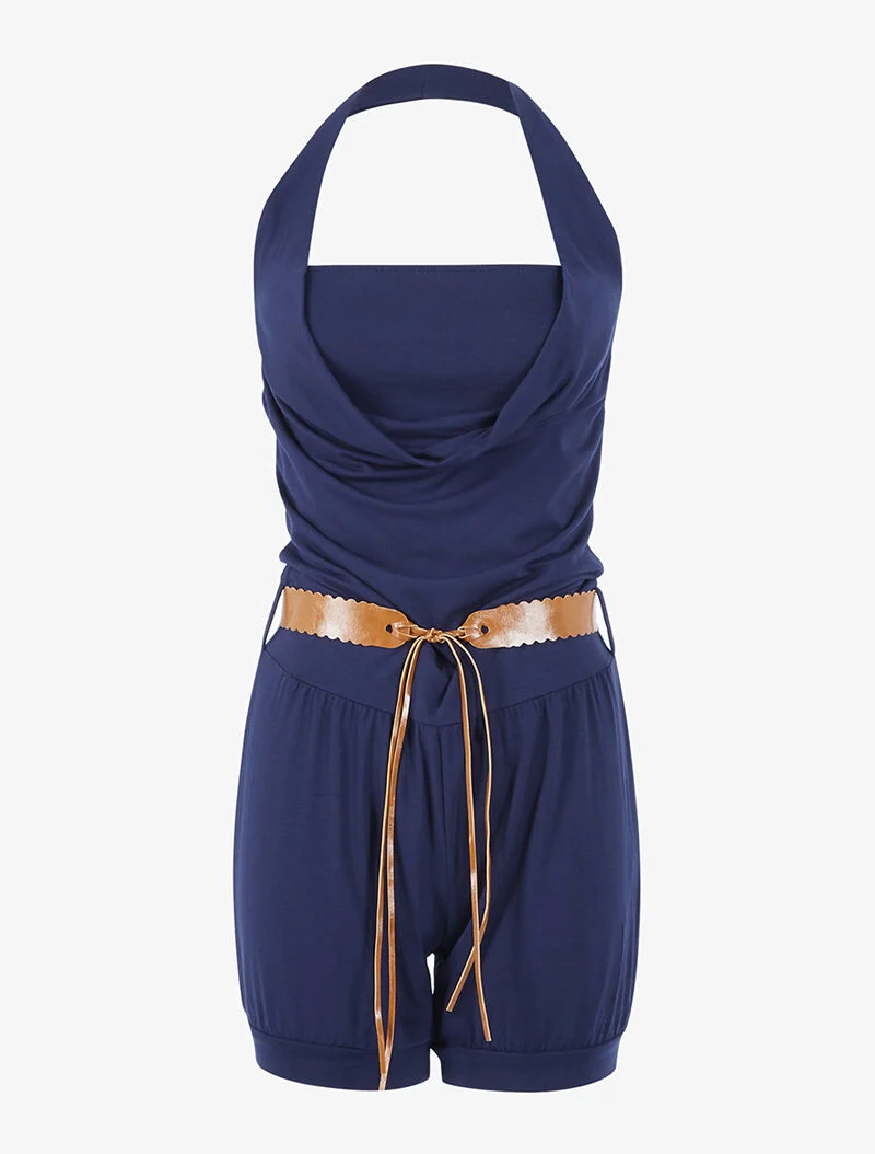 Gürtelter Jumpsuit - Marine