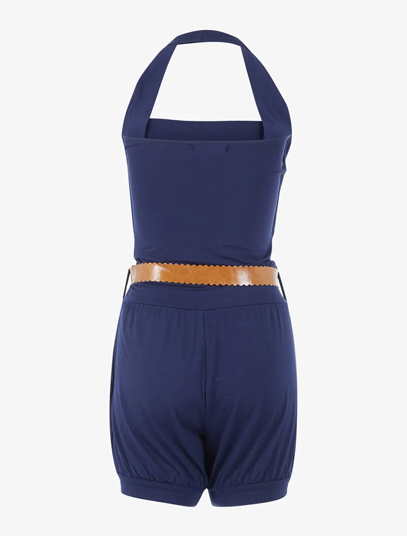 Gürtelter Jumpsuit - Marine