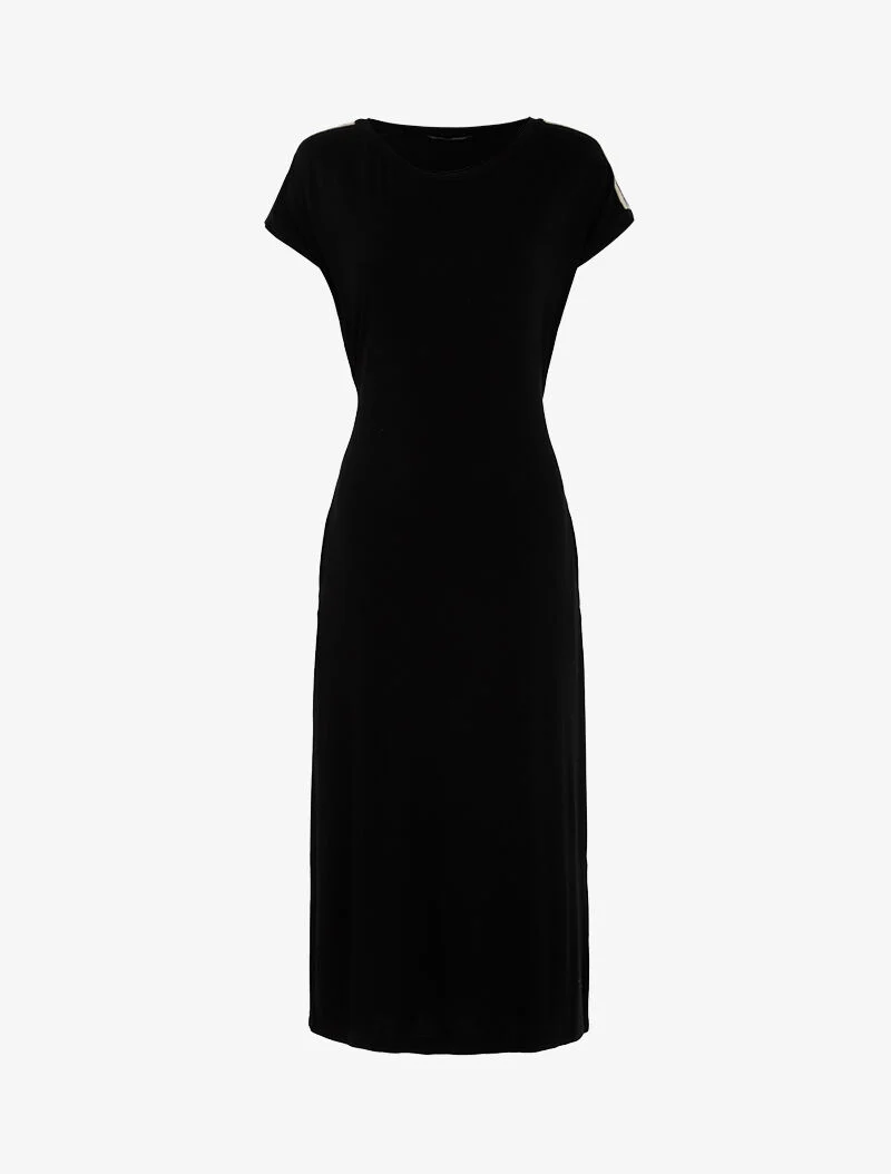 T-Shirt-Kleid mit irisierenden Streifen - schwarz