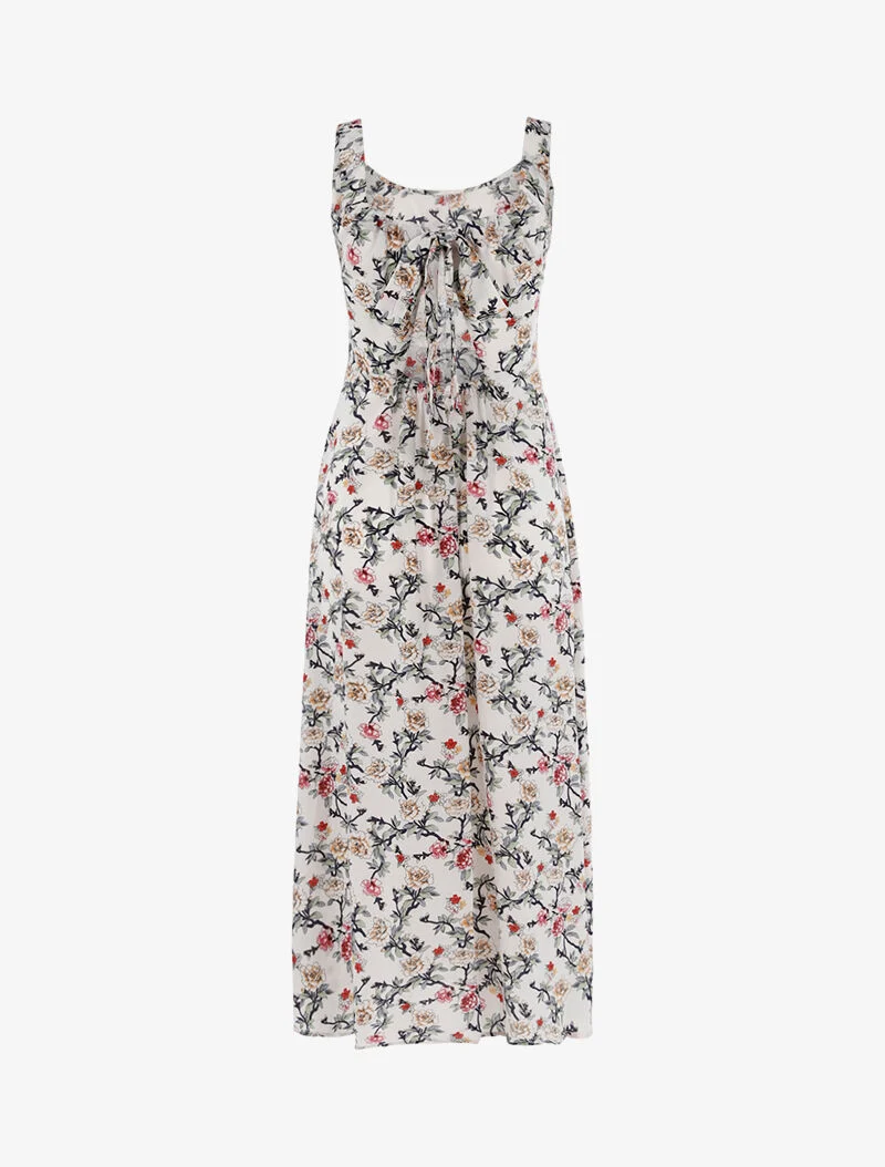 Geblümtes Kleid mit offenem Rücken - Ecru - Ecru