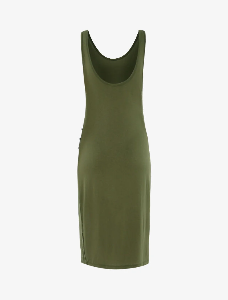 Basis-Kleid mit Knopfleiste - Kaki