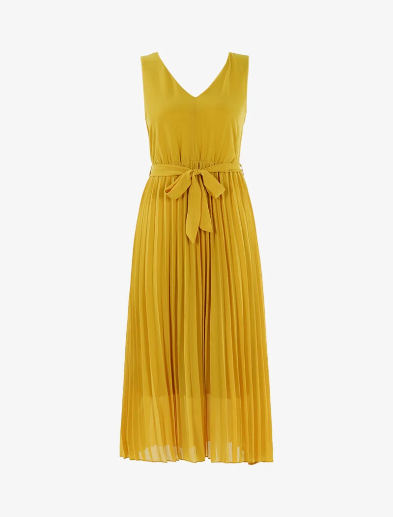 Kleid mit Waffelsaum - gelb