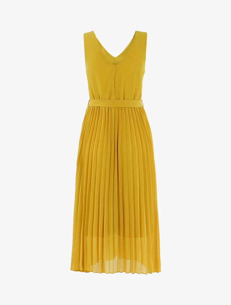 Kleid mit Waffelsaum - gelb