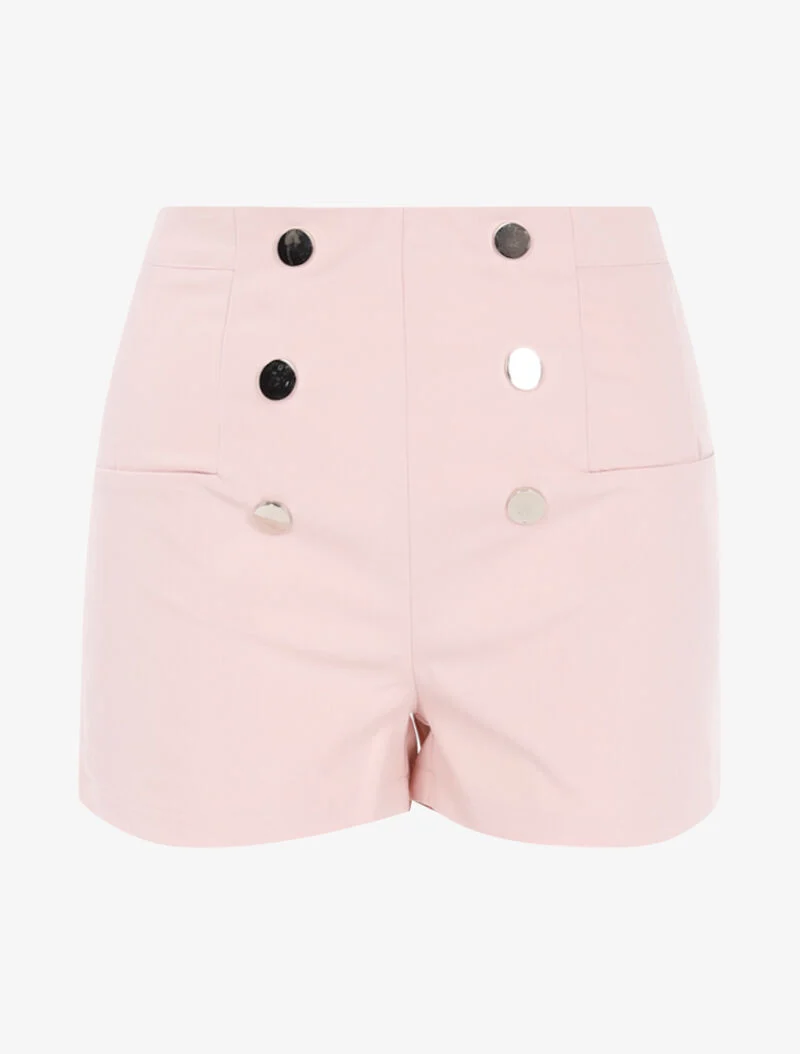 Mini-Shorts mit dekorativen Knöpfen - Rose