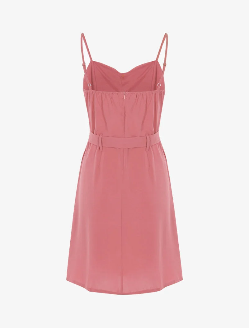 Kleid mit Knopfleiste und Rüschen - Rose