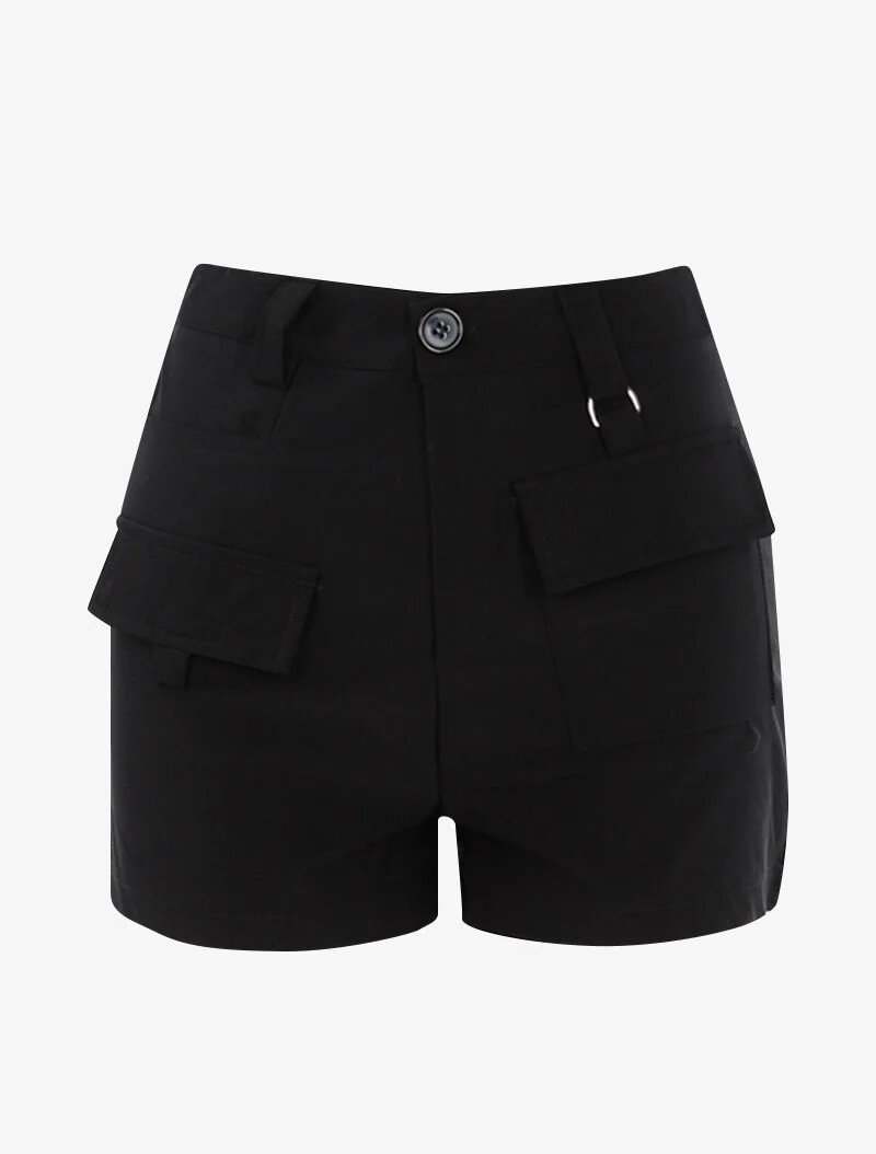 Mini-Shorts mit stilisierten Taschen - schwarz