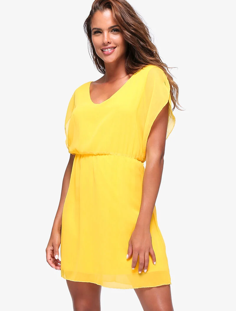Skaterkleid aus Voile - gelb