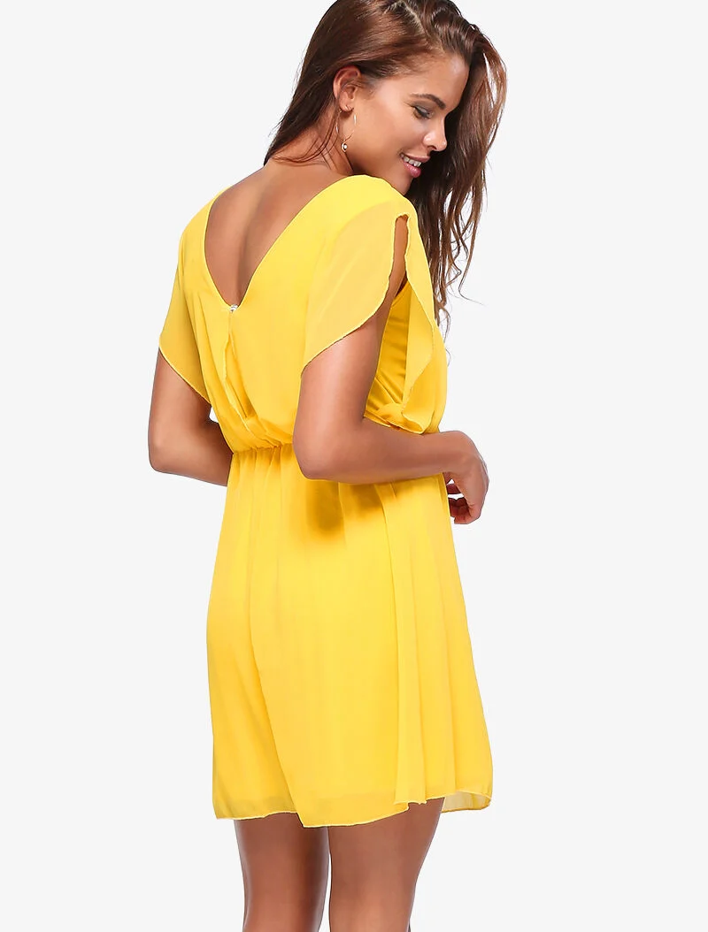 Skaterkleid aus Voile - gelb