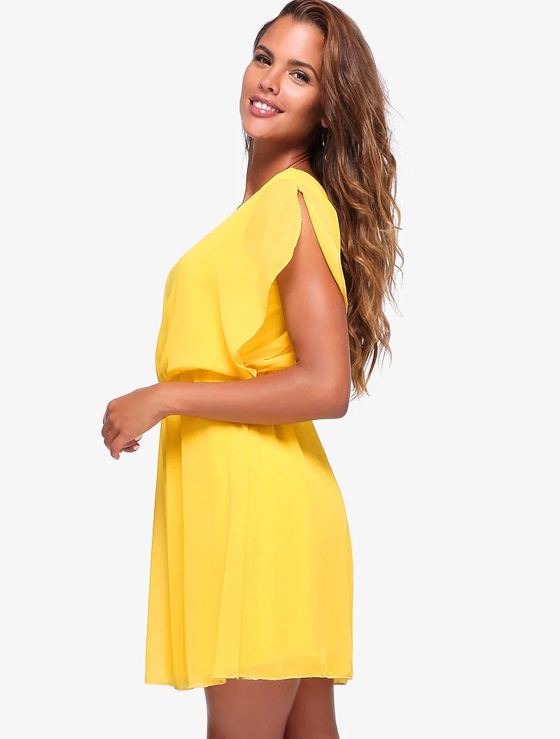 Skaterkleid aus Voile - gelb