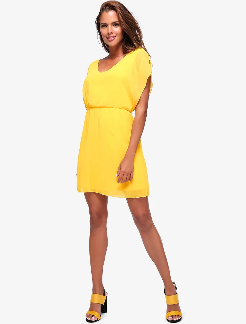 Skaterkleid aus Voile - gelb