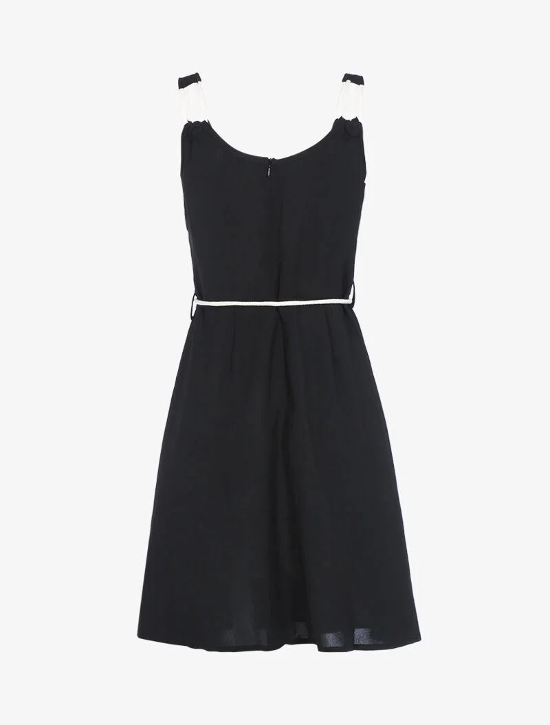 Kleid mit Trägern im Kordelstil - schwarz