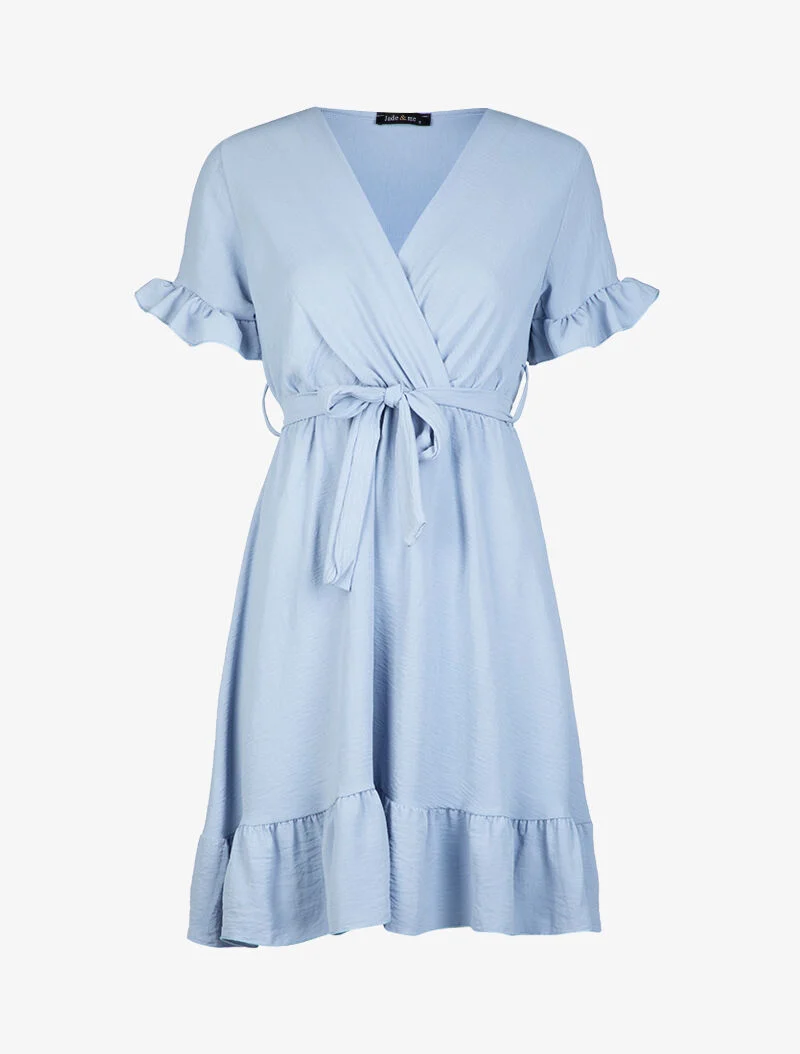 Skaterkleid mit Rüschenkanten - Himmelblau
