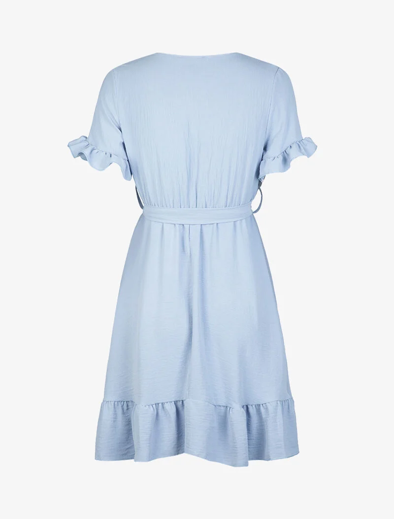Skaterkleid mit Rüschenkanten - Himmelblau
