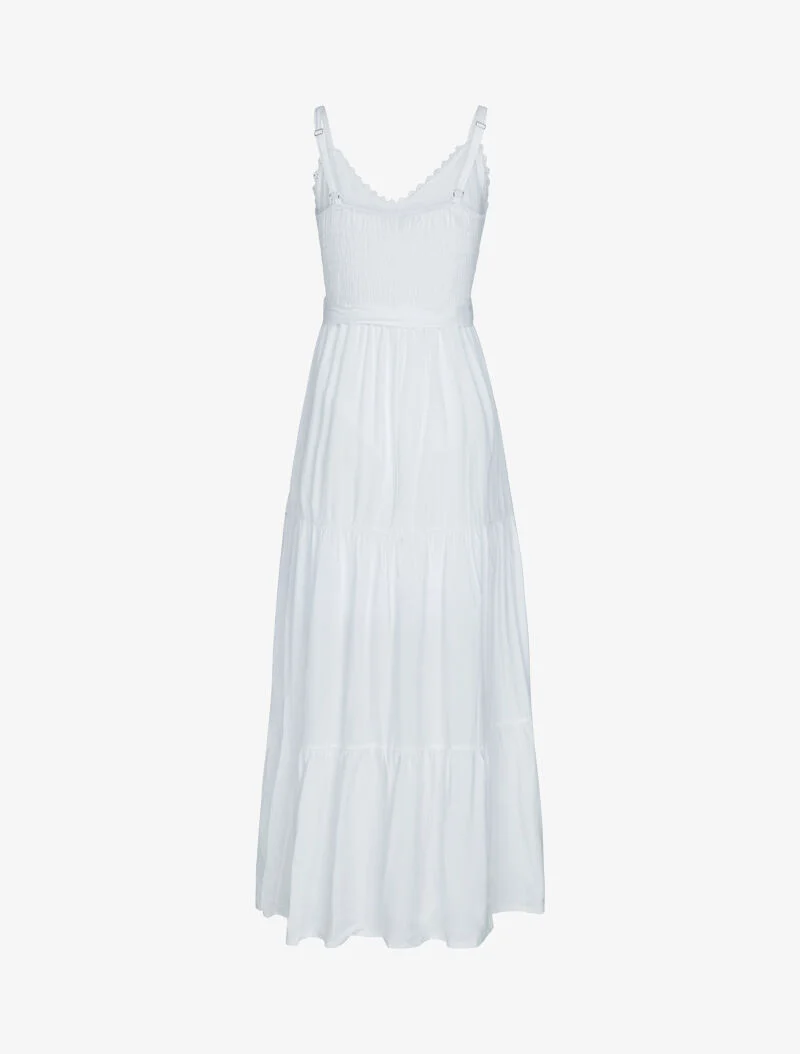 Kleid mit dünnen Trägern und Häkelarbeit - weiß
