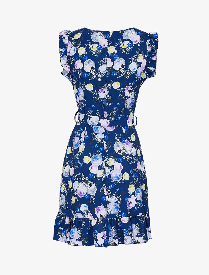 Kleid mit grafischem Blumenmuster - Marine