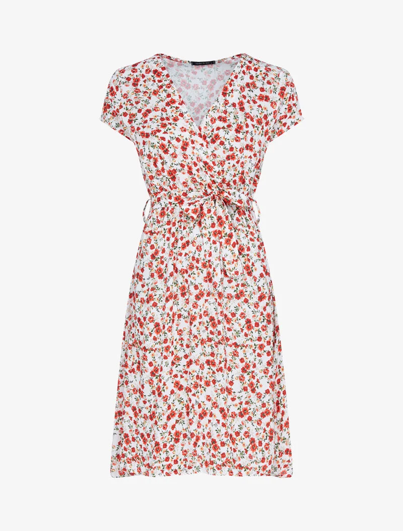Skaterkleid mit Blumenmuster - Ecru