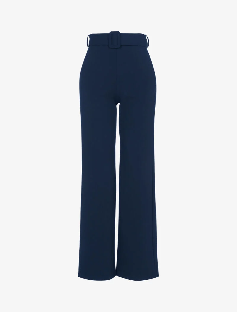Einfarbige weite Hose - Marine
