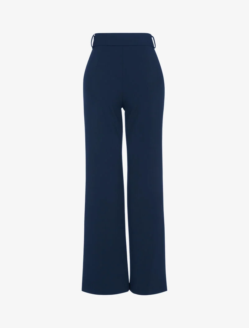 Einfarbige weite Hose - Marine