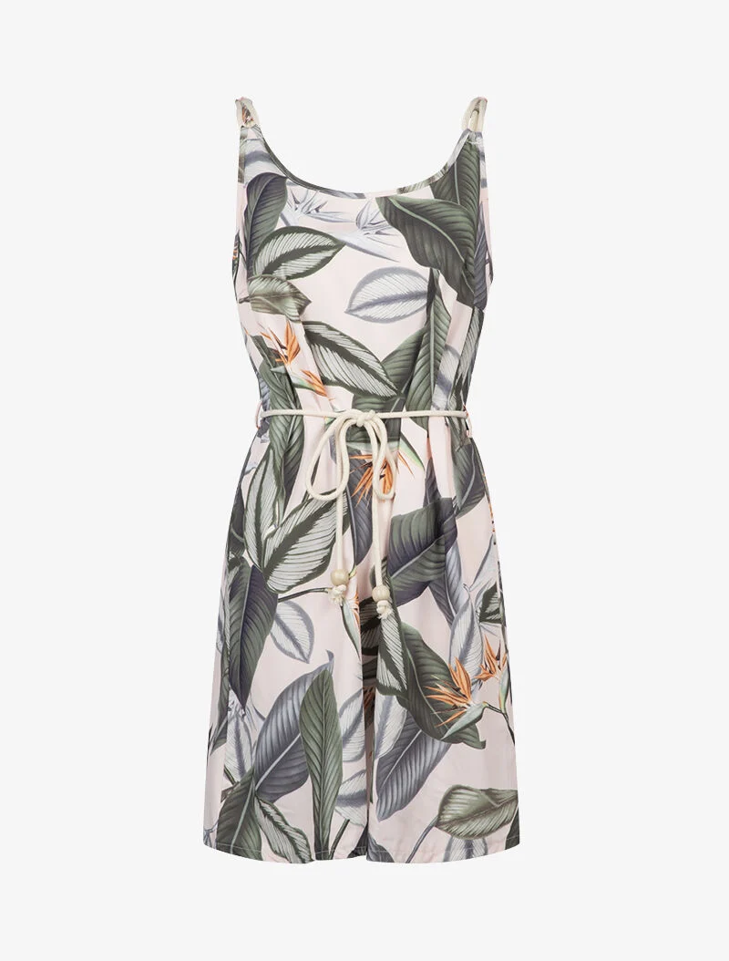 A-Linien-Kleid mit Blätterdruck - Rose