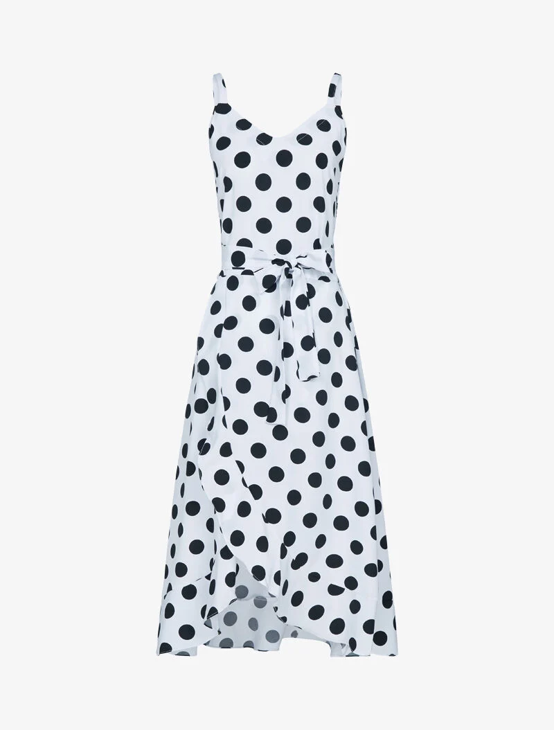 Wickelkleid mit Punkten - weiß